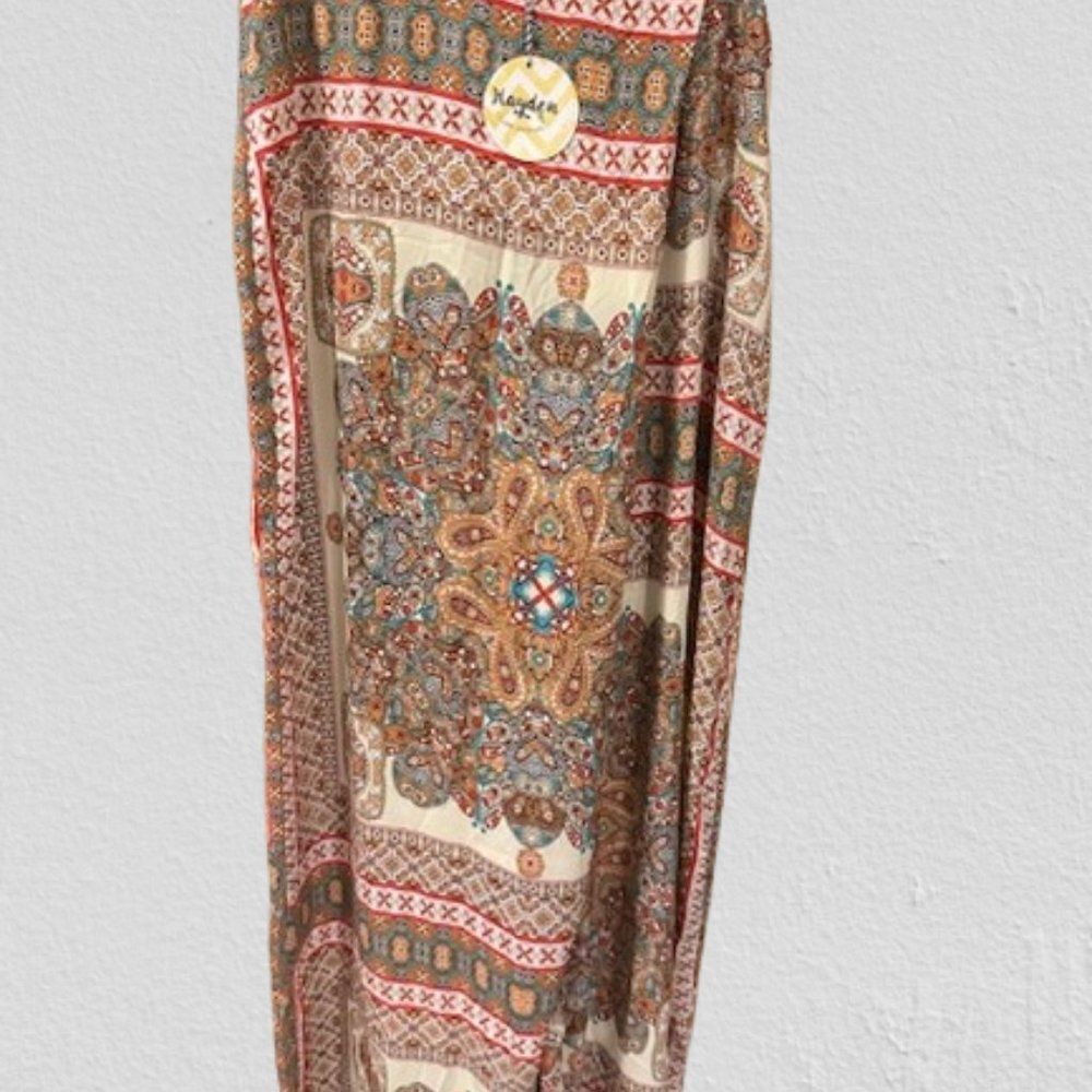 Paisley Faux Wrap Boho Wide Leg Pant 4327 1XL NWT Boutique